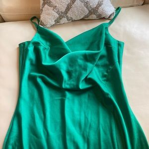 Satin green midi dress